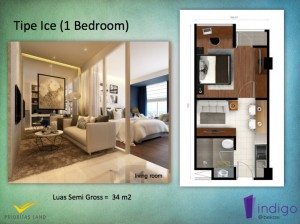 Tipe Ice (1 Bedroom) Indigo @ Bekasi Apartment