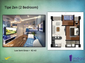Tipe Zen (2 Bedroom) Indigo @ Bekasi Apartment